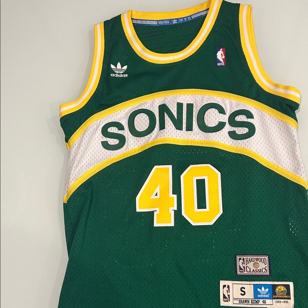 Adidas Sonics Green and Yellow Basketball Jersey